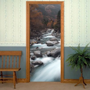 Vinilos para  puertas arroyo montañas