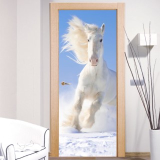 Vinilos puertas caballo blanco nieve