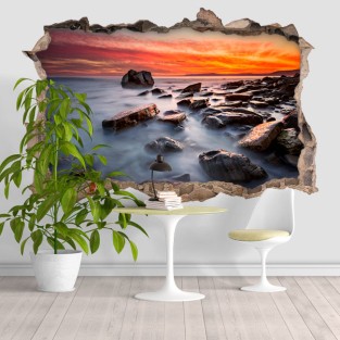 Vinilo agujero 3d rocky beach