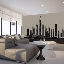 Vinilos decorativos skyline ciudad con rascacielos