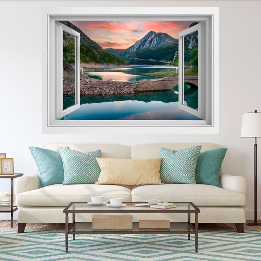Vinilos adhesivos ventana 3d lago el pont de suert