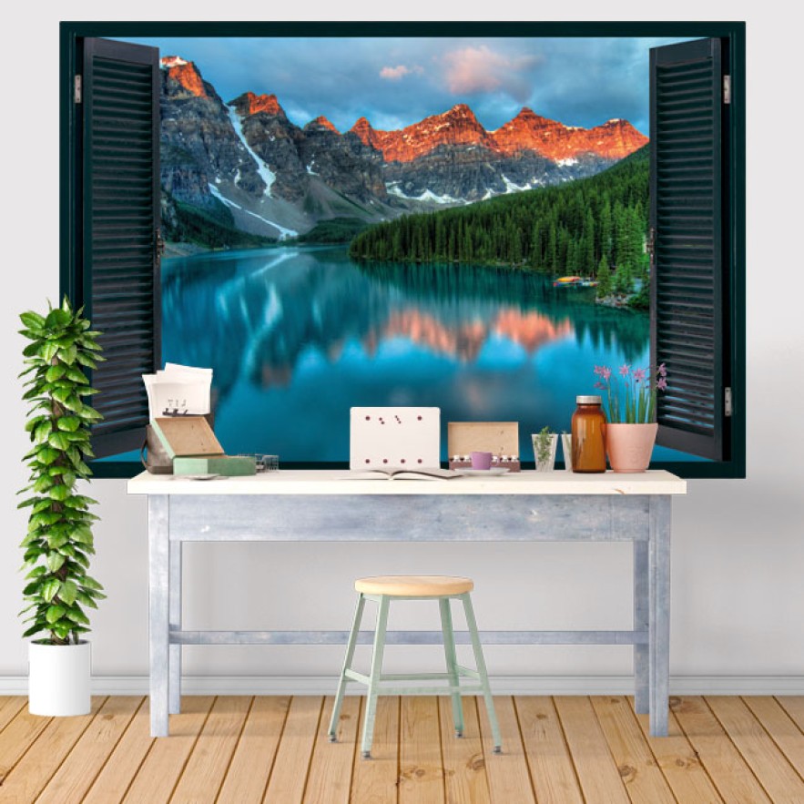 Vinilos efecto 3d ventanas lago moraine canadá
