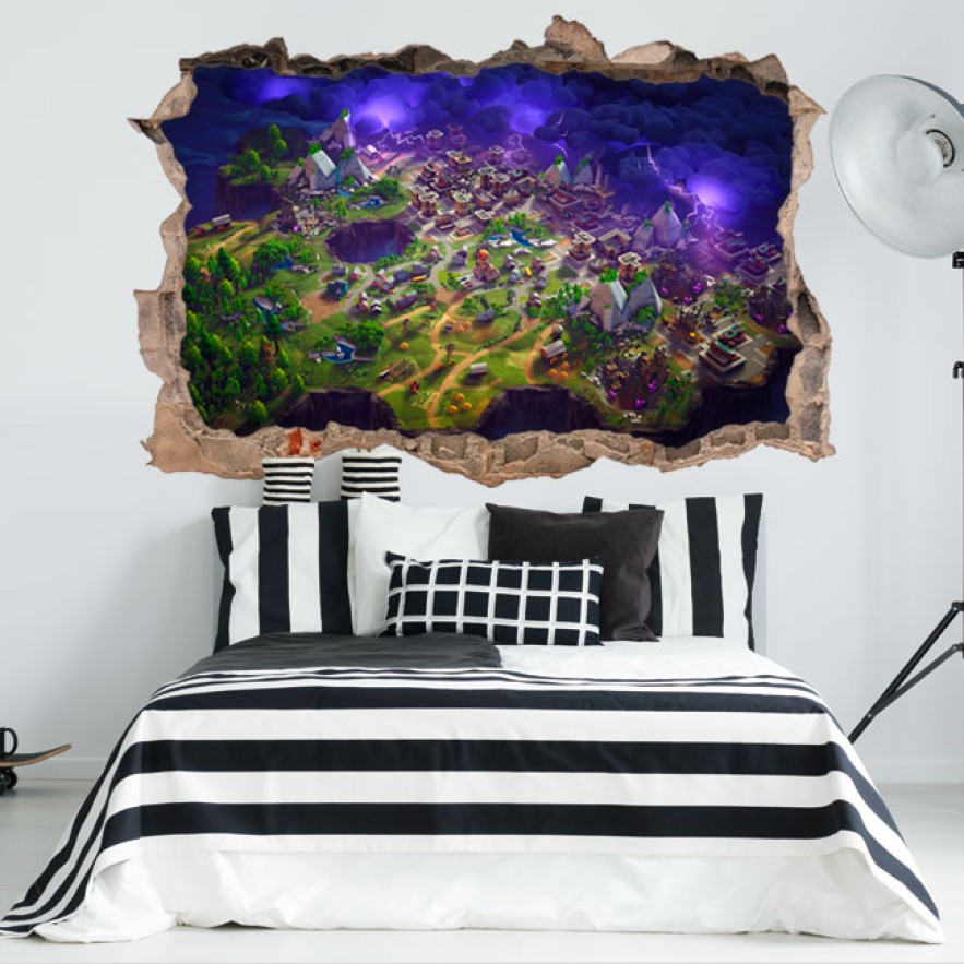 Vinilo decorativo videojuego fortnite agujero 3d