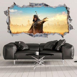 Vinilo decorativo agujero 3d witcher fantasy