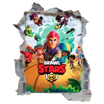 Vinilo decorativo agujero 3d videojuego brawl stars