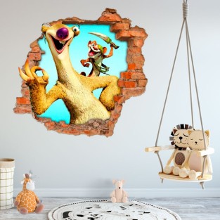 Vinilo decorativos agujero 3d sid ice age