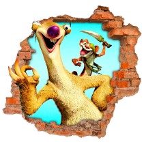 Vinilo decorativos agujero 3d sid ice age