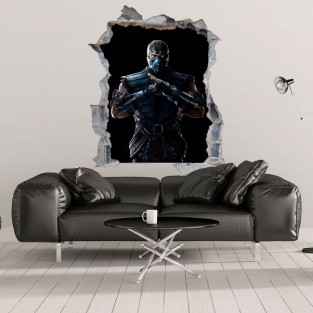 Vinilo agujero 3d videojuego mortal kombat Vinilo agujero 3d videojuego mortal kombat