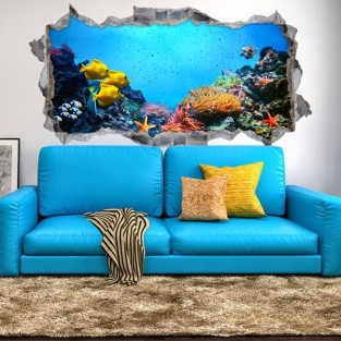 Vinilos decorativos agujeros 3d mundo marino