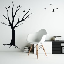 Vinilos decorativos y pegatinas silueta árbol con pájaros
