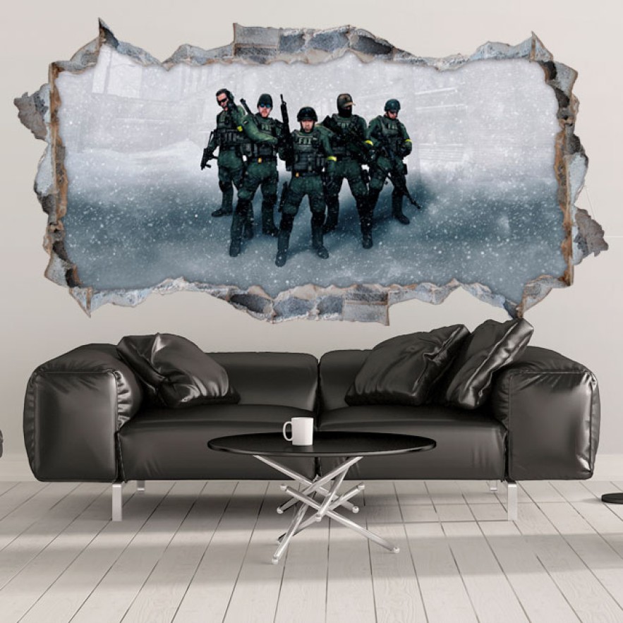 Vinilo decorativo agujero 3d counter strike