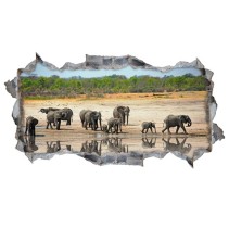 Vinilo agujero 3d elefantes