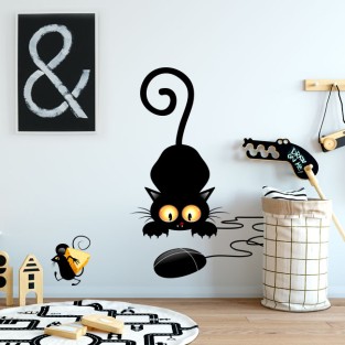 Vinilos decorativos gato y ratón