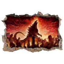 Vinilo decorativo agujero 3d godzilla