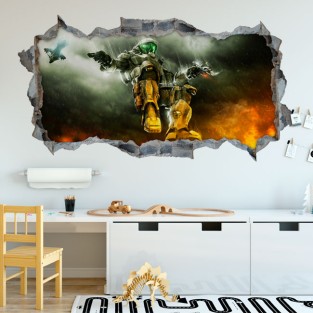 Vinilo decorativo videojuego halo agujero 3d