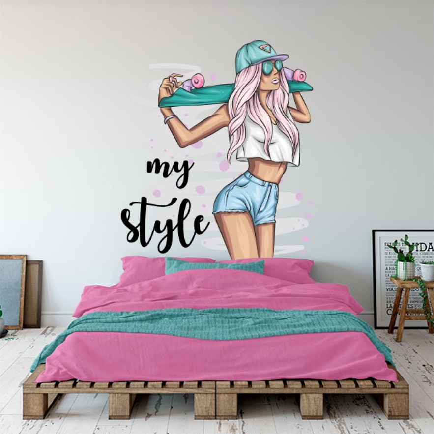 Vinilos decorativos y pegatinas mujer skater