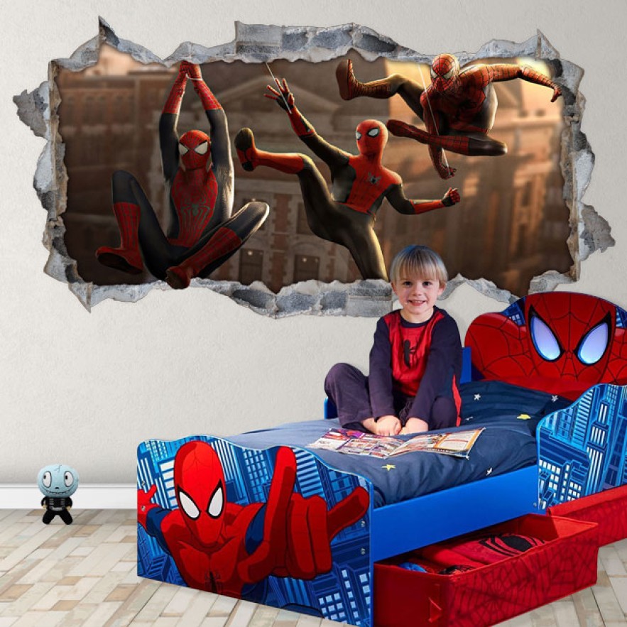 Vinilos decorativos infantiles agujero 3d spider man no way home