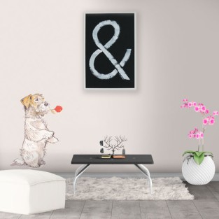 Vinilos decorativos perro con rosa