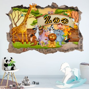 Vinilos decorativos infantiles agujero 3d zoo Vinilos decorativos infantiles agujero 3d zoo