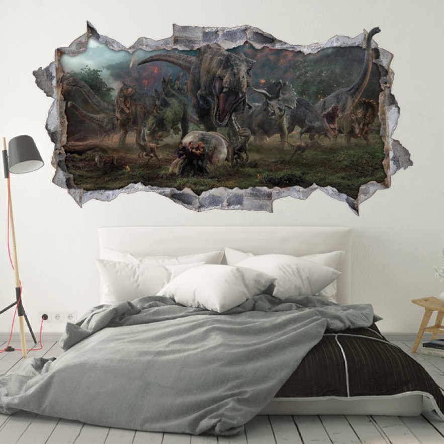 Vinilos agujero 3d dinosaurios jurassic park