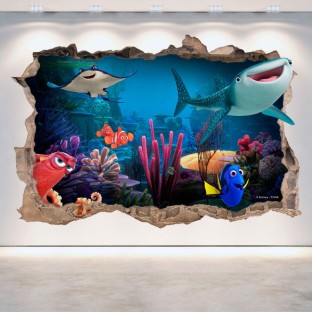 Vinilos decorativos disney buscando a dory agujero 3d