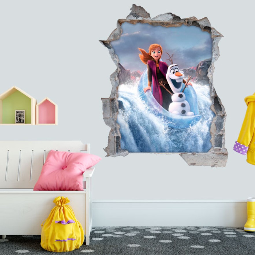 Vinilos agujero 3d disney frozen 2 anna y olaf