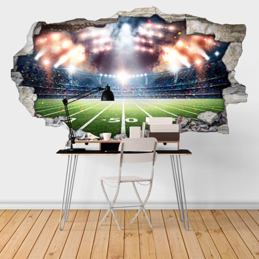Vinilos agujero 3d estadio fútbol americano iluminado