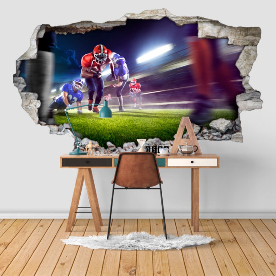 Vinilos agujero 3d jugadores fútbol americano