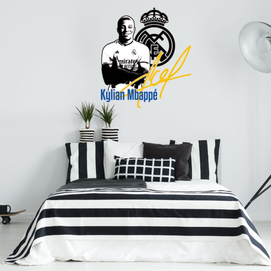 Vinilos fútbol kylian mbappé real madrid firma