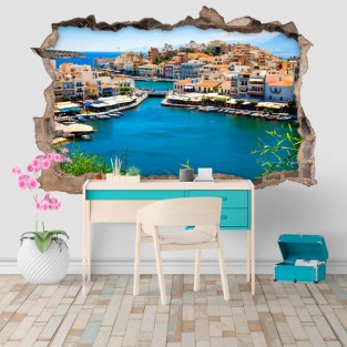 Vinilos agujero 3d paisaje ágios nikolaos isla de creta