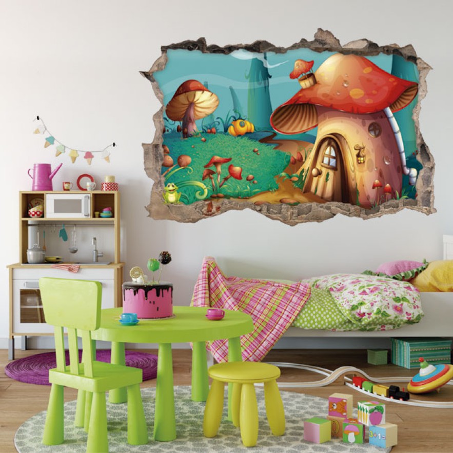 Vinilos infantiles agujero 3d bosque mágico