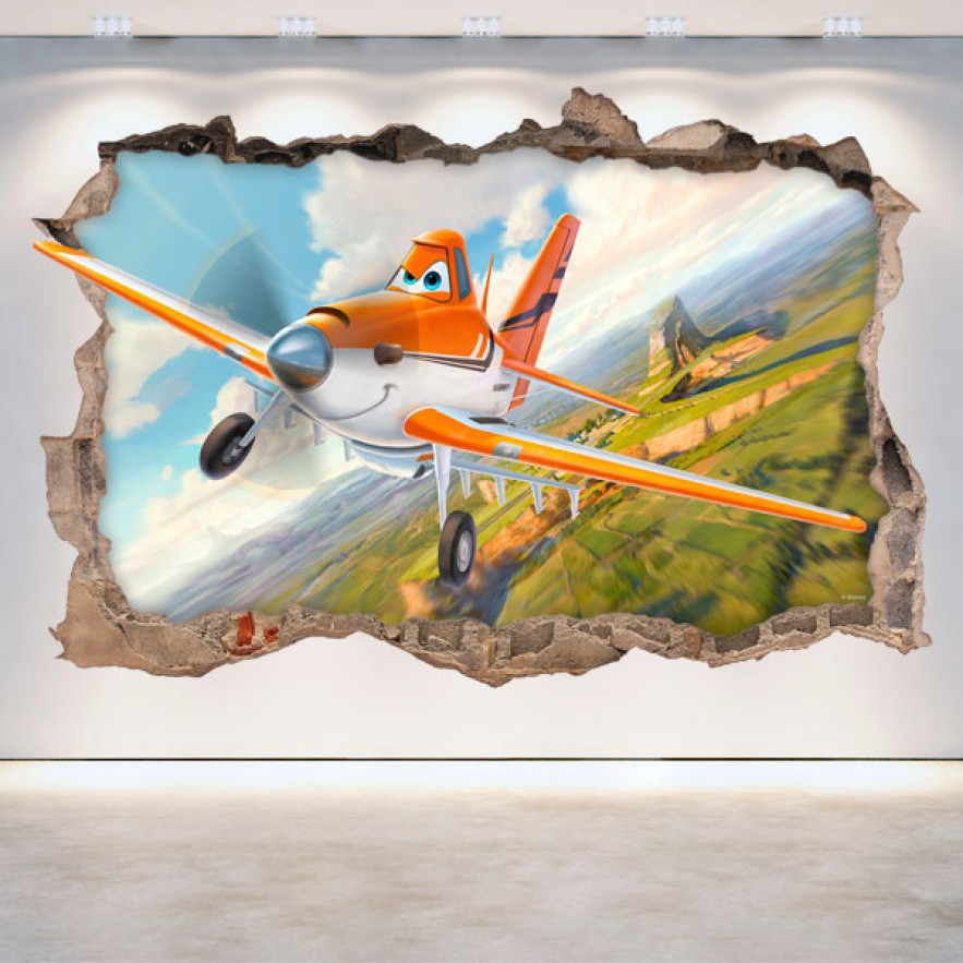 Vinilos infantiles agujero 3d dusty aviones