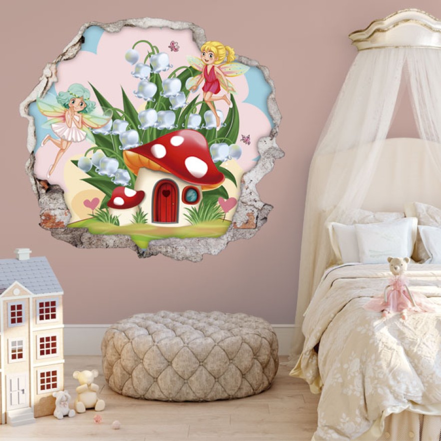 Vinilos infantiles agujero 3d hadas mágicas