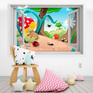 Vinilos efecto ventana 3d bosque infantil Vinilos efecto ventana 3d bosque infantil