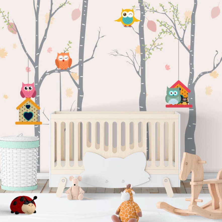 Vinilos decorativos búhos infantiles