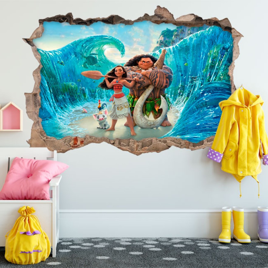 Vinilos agujero 3d infantiles disney vaiana