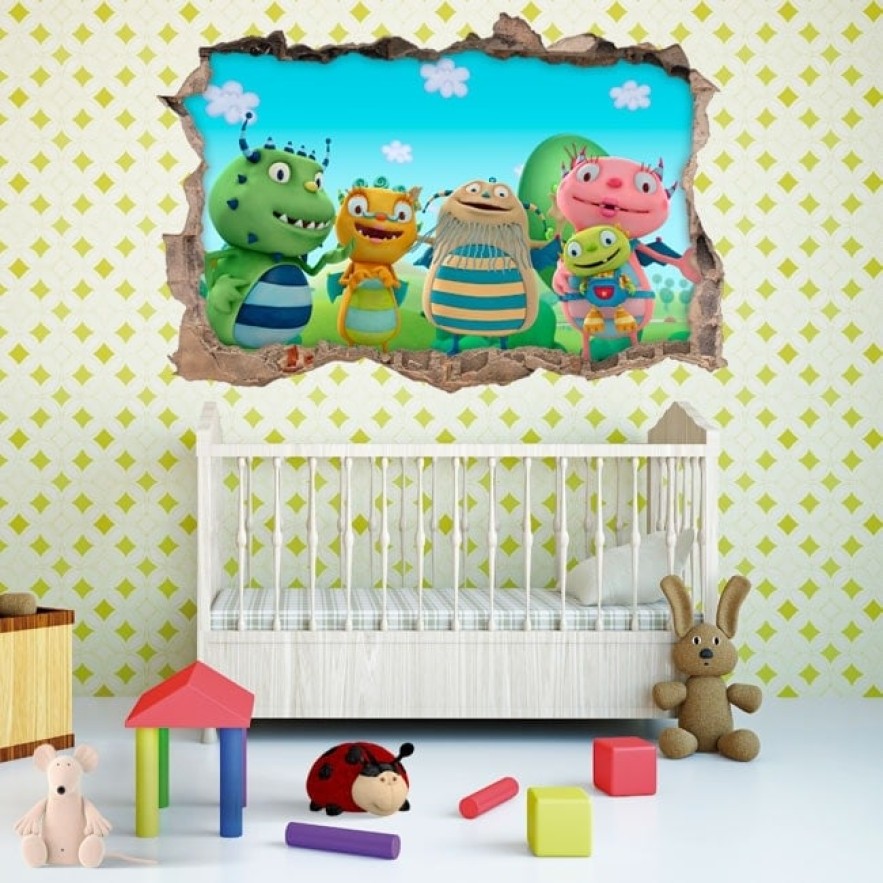 Vinilos infantiles agujero 3d henry el monstruo feliz