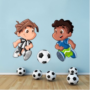 Vinilos infantiles niños jugando fútbol