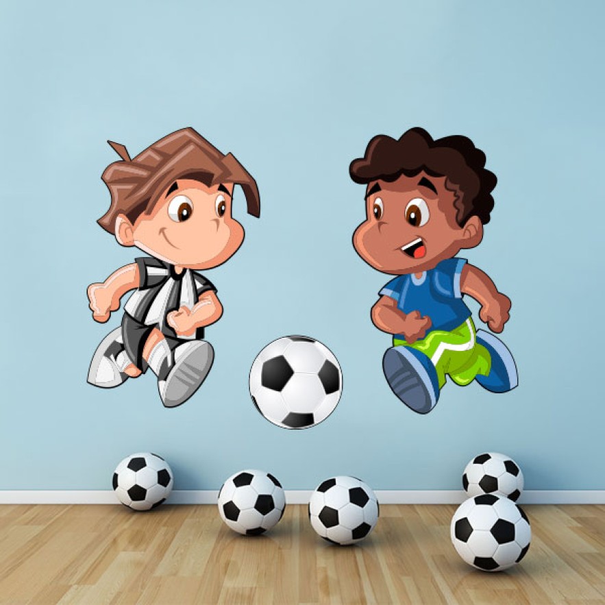 Vinilos infantiles niños jugando fútbol
