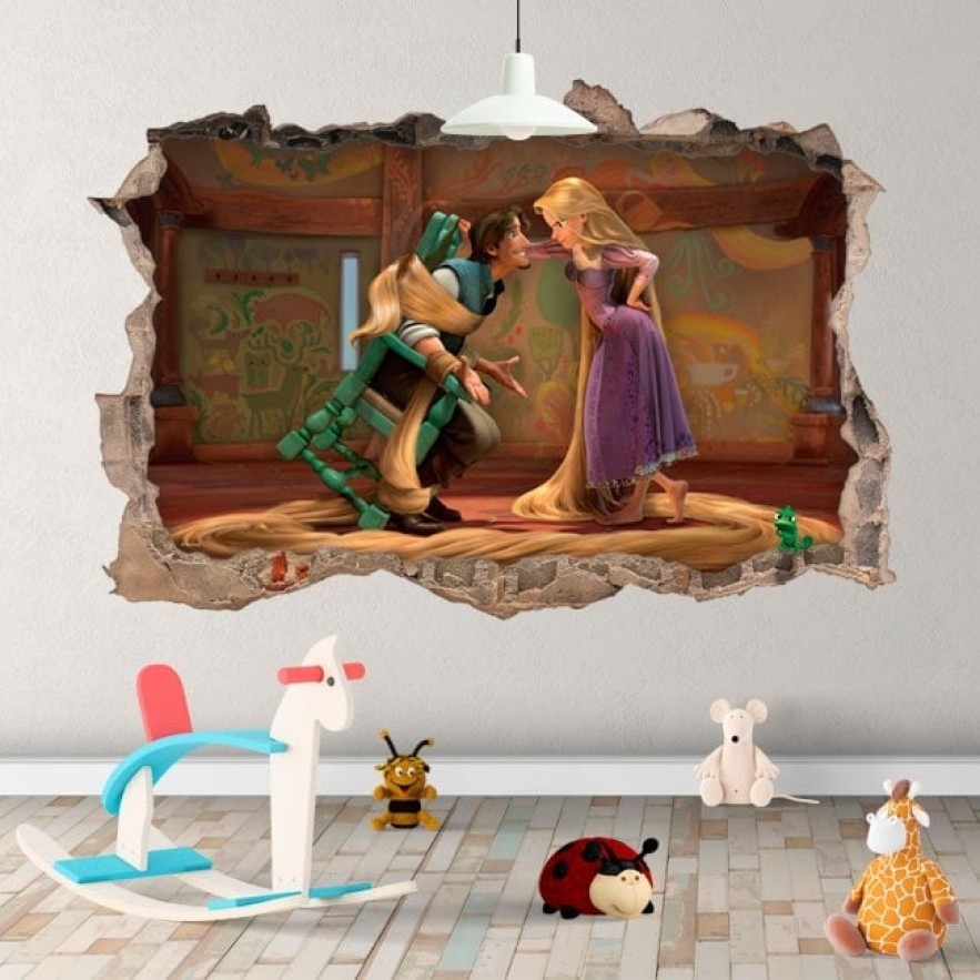 Vinilos agujero 3d tangled rapunzel disney