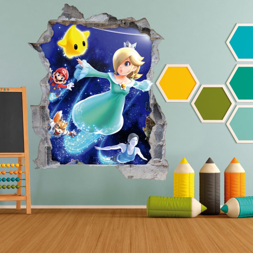 Vinilo infantil super smash bros agujero 3d