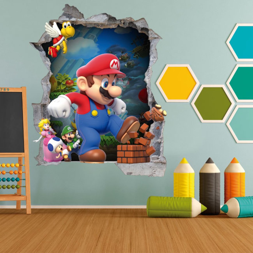 Vinilos infantiles agujero 3d videojuego mario bros