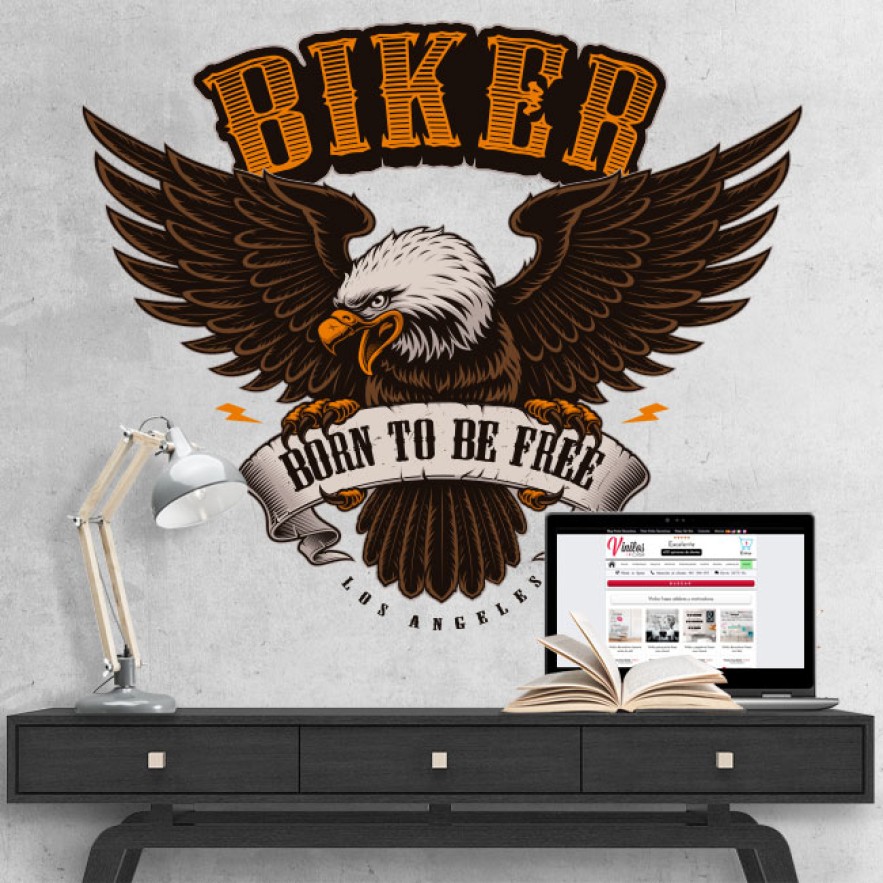 Vinilos biker águila born to be free chopper