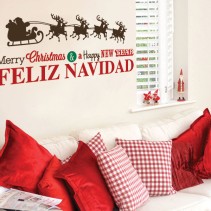Vinilos trineo santa feliz navidad happy new year