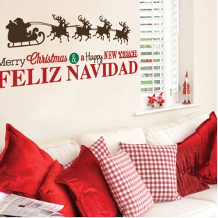 Vinilos trineo santa feliz navidad happy new year Vinilos trineo santa feliz navidad happy new year