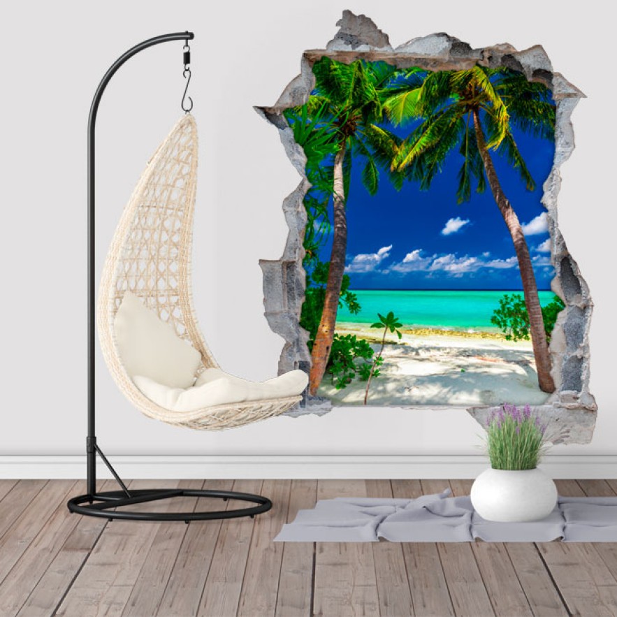 Vinilos agujero 3d palmeras big lagoon filipinas