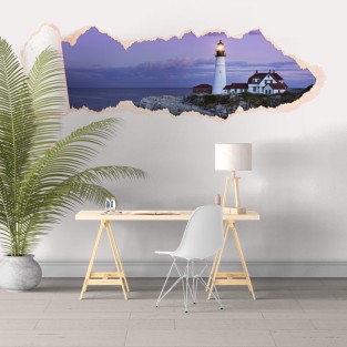 Vinilos papel rasgado 3d faro portland Vinilos papel rasgado 3d faro portland