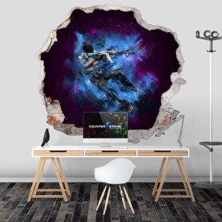Vinilo agujero 3d paredes counter strike cs go