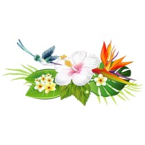 Vinilos para paredes flores y colibrí o picaflor