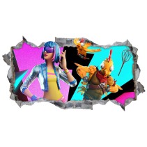 Vinilos decorativos agujero 3d personajes videojuego fortnite